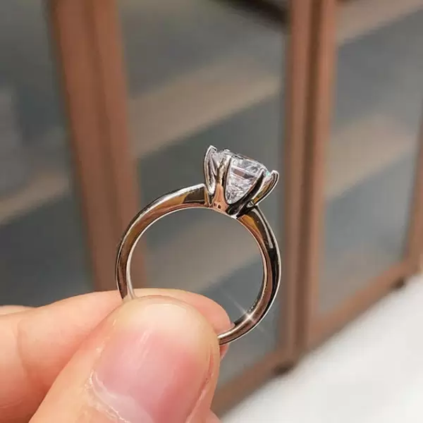Handmade 1.5 ct  Round Cut Simple Design 925 Sterling Silver Engagement Ring