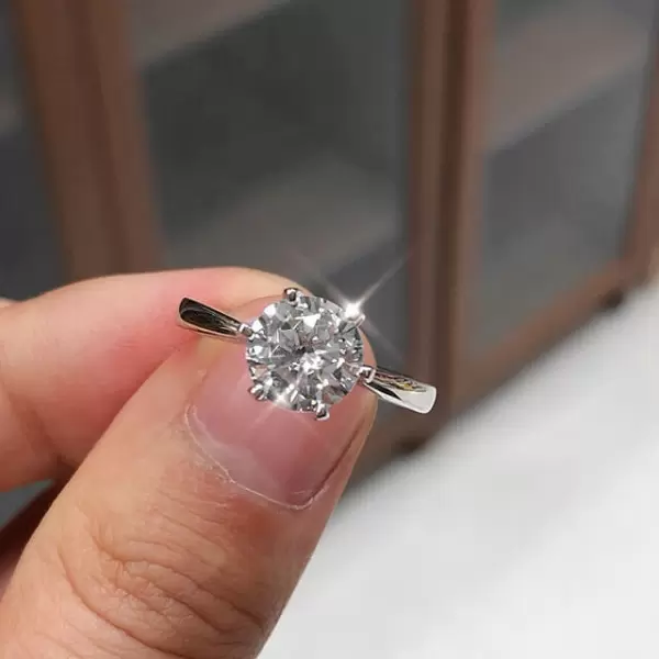 Handmade 1.5 ct  Round Cut Simple Design 925 Sterling Silver Engagement Ring