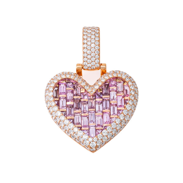 Halo Invisable Set Pink Sapphire Heart Necklace