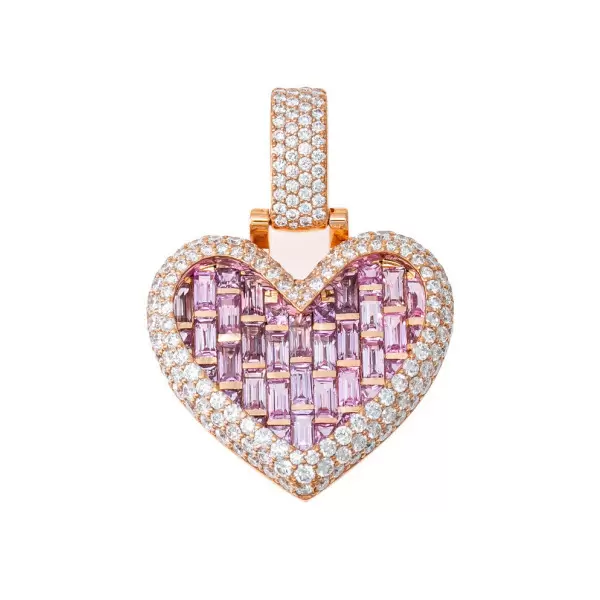 Halo Invisable Set Pink Sapphire Heart Necklace