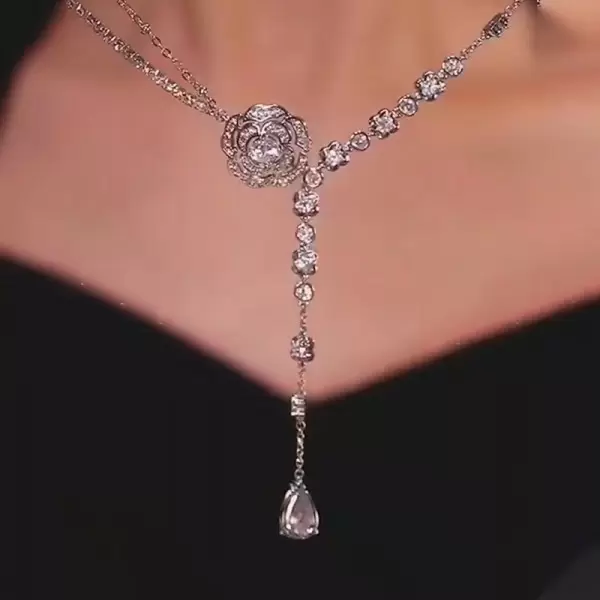 Flower Design White Sapphire Necklace