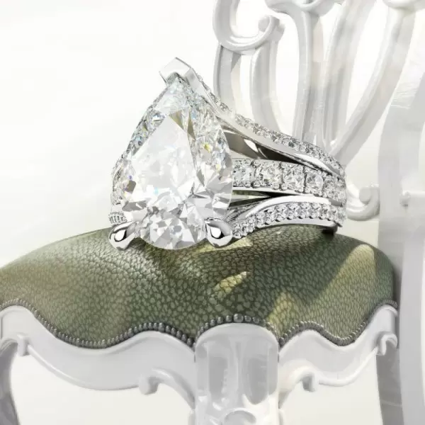 2ct Pear Cut Split Shank Engagement Ring