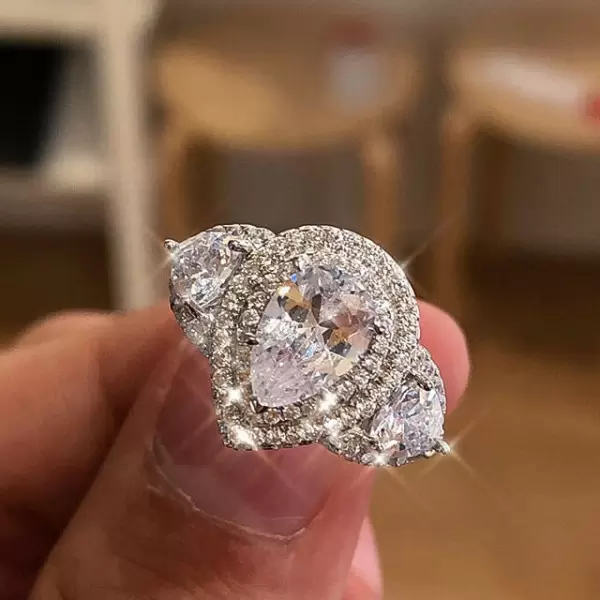 Pear Cut White Sapphire Engagement Ring