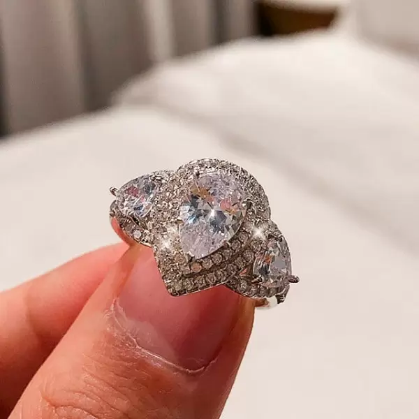 Pear Cut White Sapphire Engagement Ring