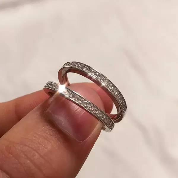 Round Cut White Sapphire Double Eternity Band
