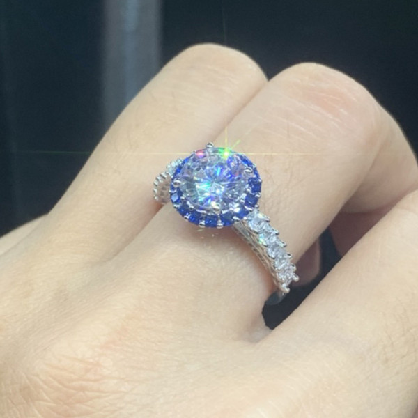 Round Cut White Sapphire Engagement Ring