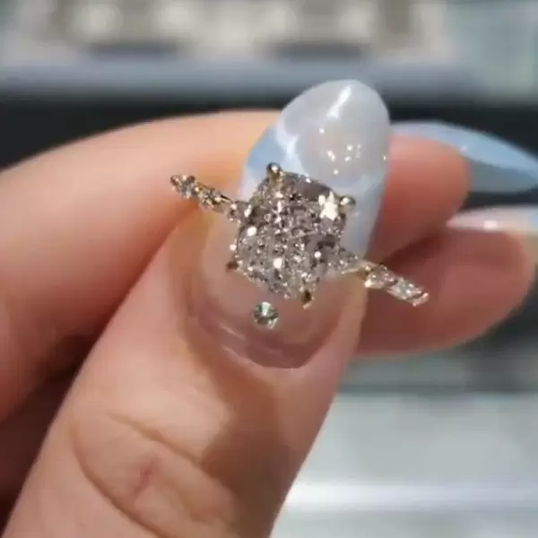 5ct Cushion Cut White Sapphire Ring In Gold