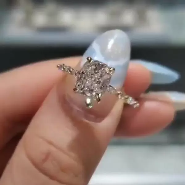 5ct Cushion Cut White Sapphire Ring In Gold