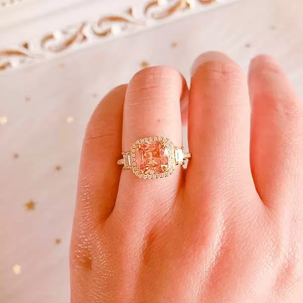 Handmade 3 CT Cushion Cut Champagne Sterling Silver Ring