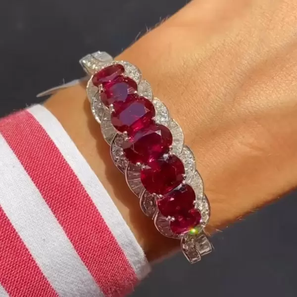 25ctw Ruby Bangle With Claps Buckle Closure