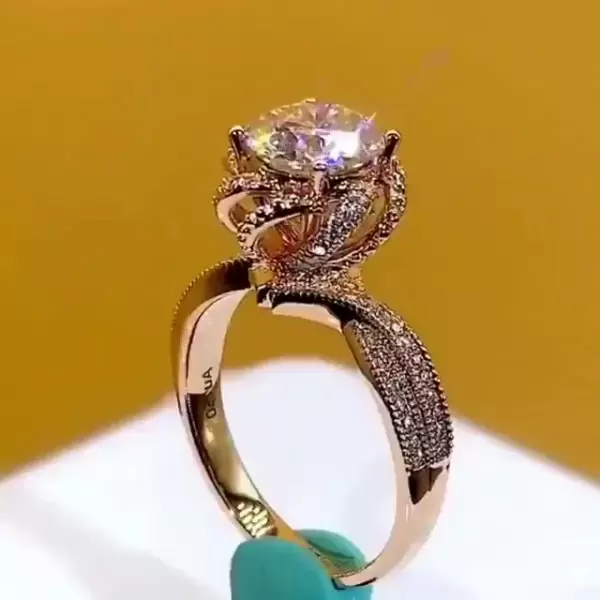 2ct Rose Gold Round Cut White Sapphire Engagement Ring