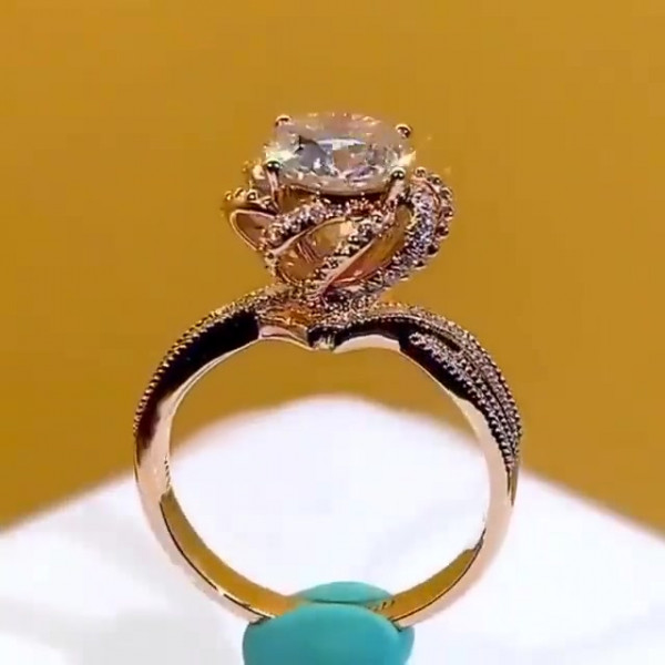 2ct Rose Gold Round Cut White Sapphire Engagement Ring