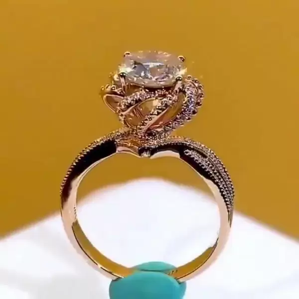2ct Rose Gold Round Cut White Sapphire Engagement Ring