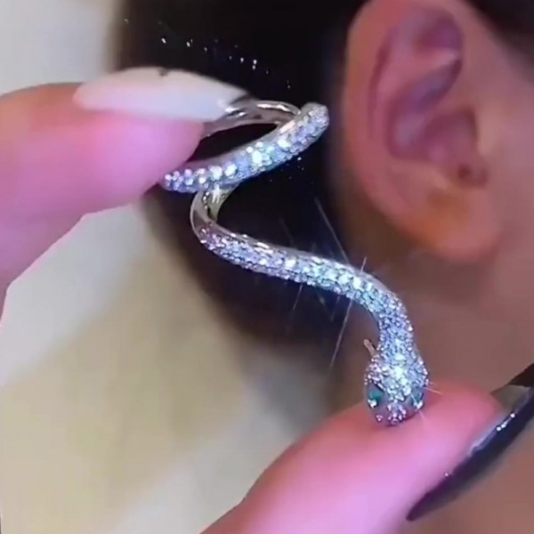 Round Cut White Sapphire Snake Stud Earrings Climbers