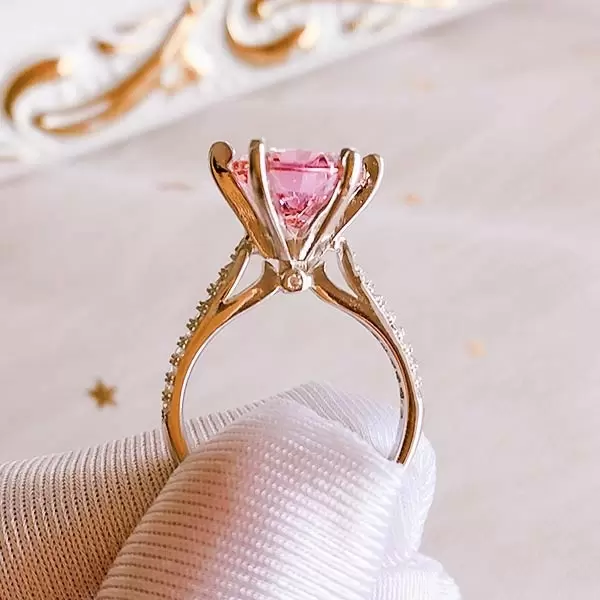 3.5 CT Round Cut Fancy Pink Stone Sterling Silver Ring