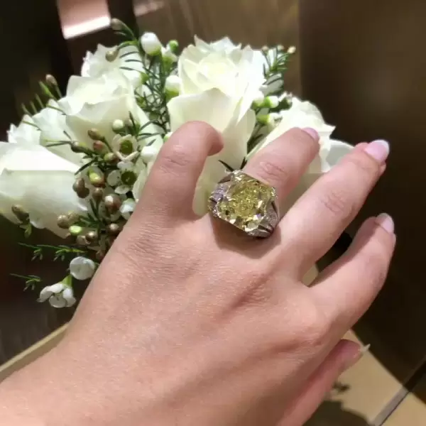 Radiant Cut White & Yellow Sapphire Engagement Ring