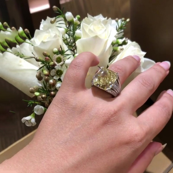 Radiant Cut White & Yellow Sapphire Engagement Ring