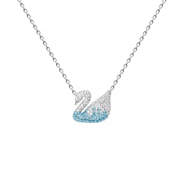 Handmade Gradient Sky Blue Swan Pendant Necklace