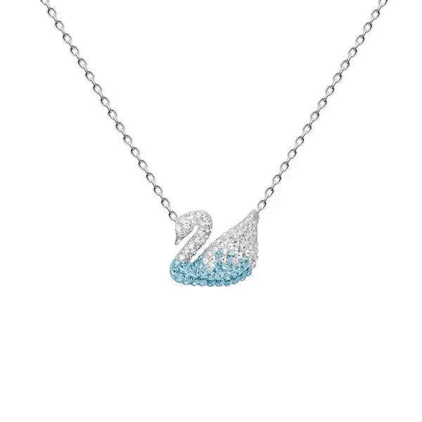 Handmade Gradient Sky Blue Swan Pendant Necklace
