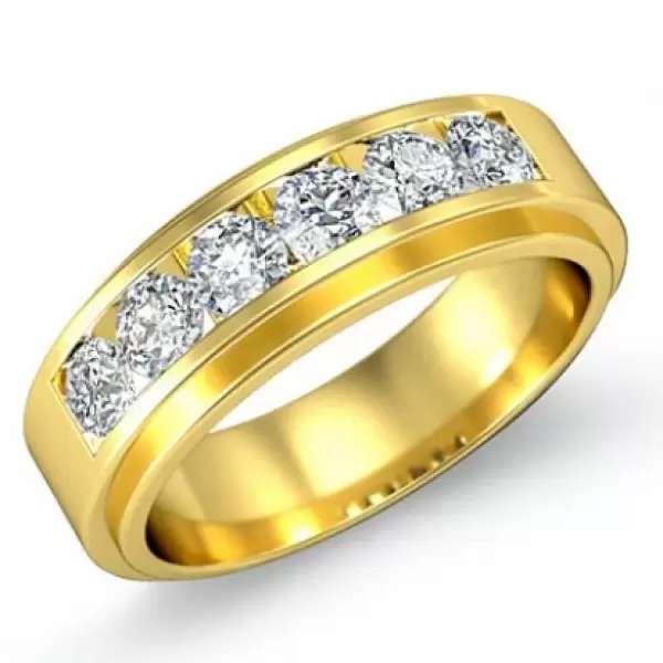 1.49ct Round Cut Wedding Band for Men in Gold
