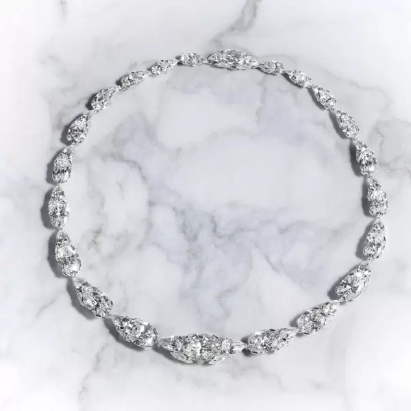 62ctw Oval and Pear Cut White Sapphire Statement Necklace