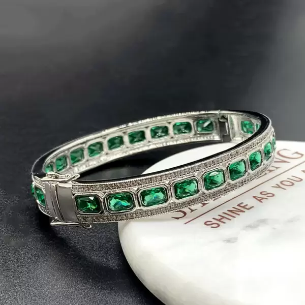 7ctw Emerald Cut Art-deco Emerald Bangle