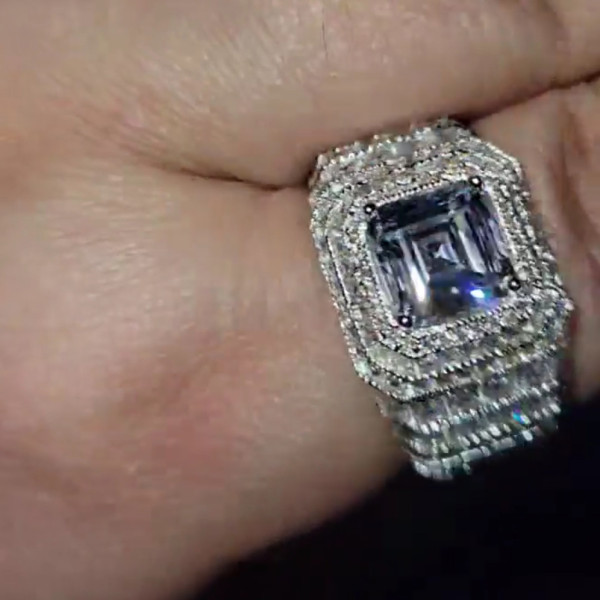 Micro-pave Setting Asscher Cut Engagement Ring