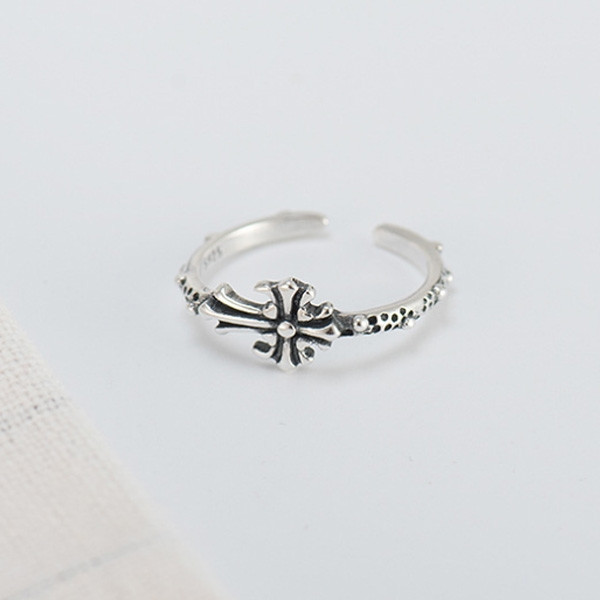 925 Sterling Silver Handmade Retro Cross Ring