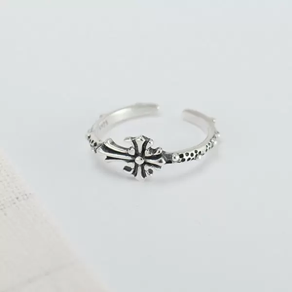 925 Sterling Silver Handmade Retro Cross Ring
