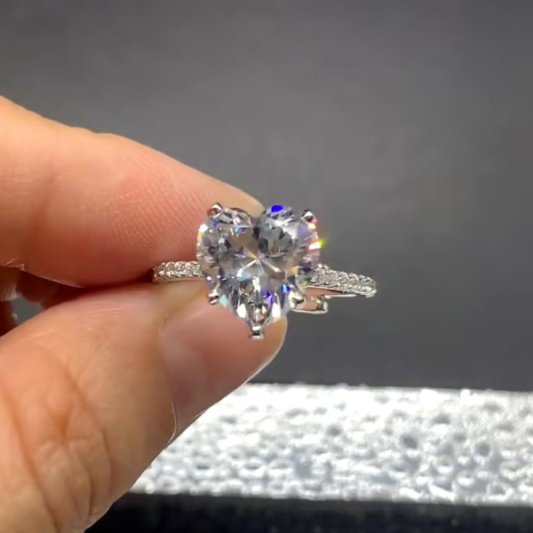 Heart Cut White Sapphire Initials Engagement Ring