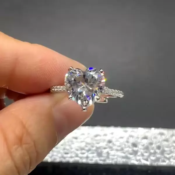 Heart Cut White Sapphire Initials Engagement Ring