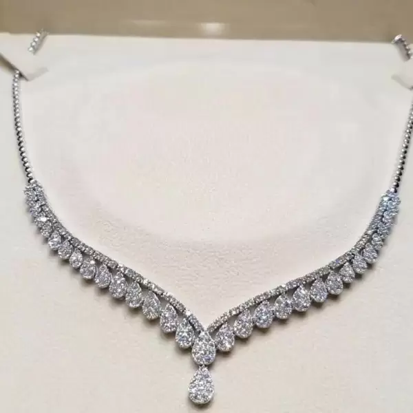 Pear Cut White Sapphire Choker Necklace for Women SayaBling