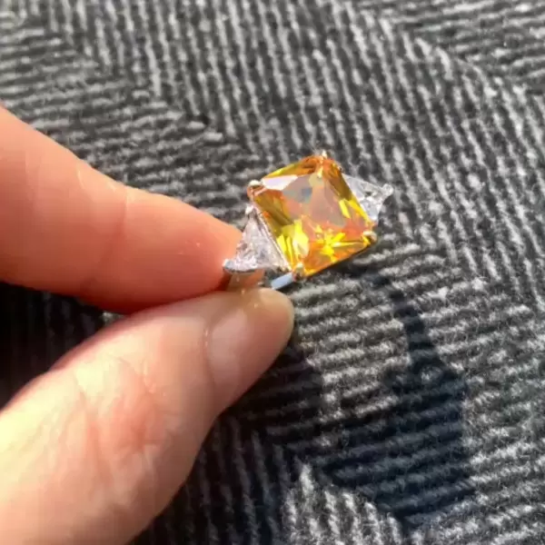 6.7ct Radiant Cut Fancy Yellow Sapphire Engagement Ring