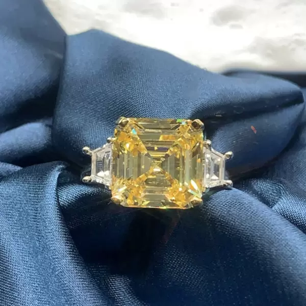 14ct Asscher Cut Yellow Sapphire Three-stone Engagement Ring