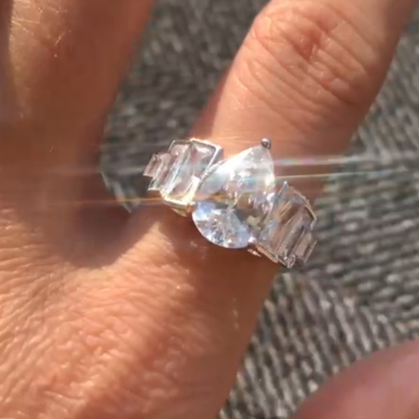3ct Pear Cut White Sapphire Engagement Ring