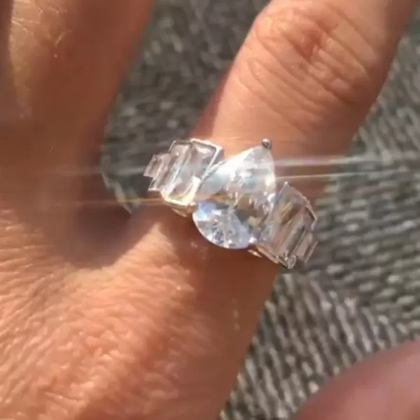 3ct Pear Cut White Sapphire Engagement Ring