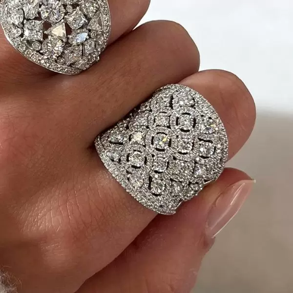 12CTW Round Cut White Sapphire Wedding Band