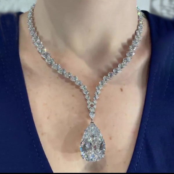 Pear Cut White Sapphire Necklace Choker