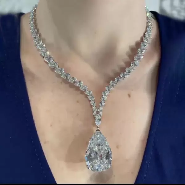 Pear Cut White Sapphire Necklace Choker