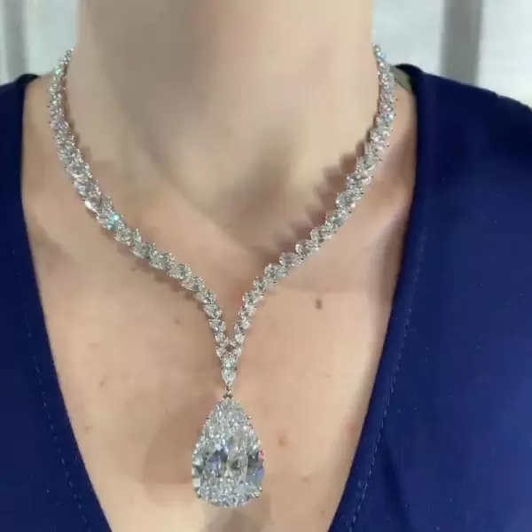 Pear Cut White Sapphire Necklace Choker