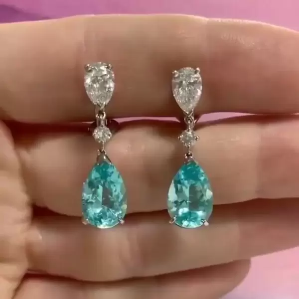 Pear Cut Aquamarine Drop Earrings