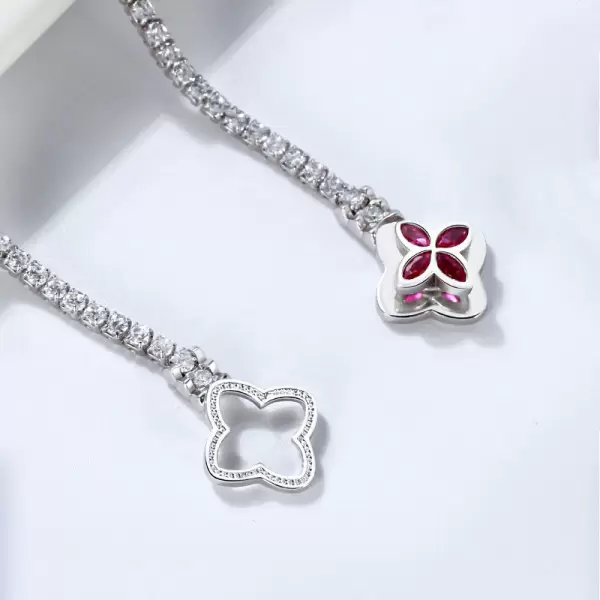 2MM White Sapphire Rotatable Clover Tennis Bracelet