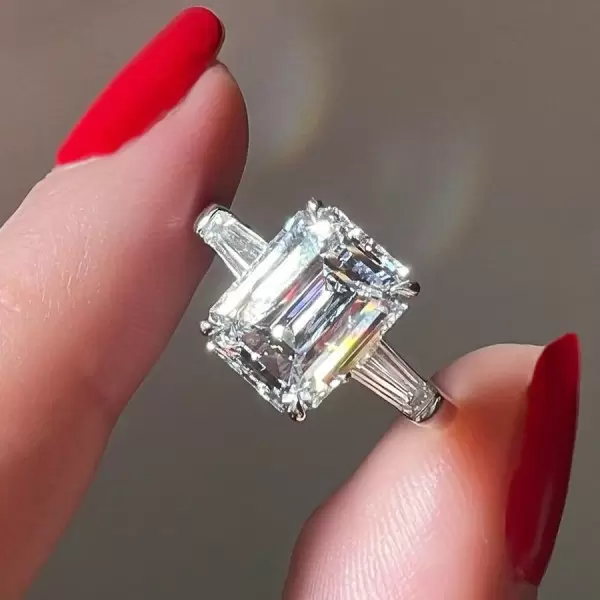 5ct Emerald Cut White Sapphire Engagement Ring