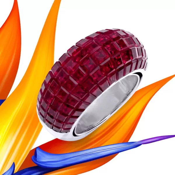 10CTW Princess Cut Ruby Dome Ring