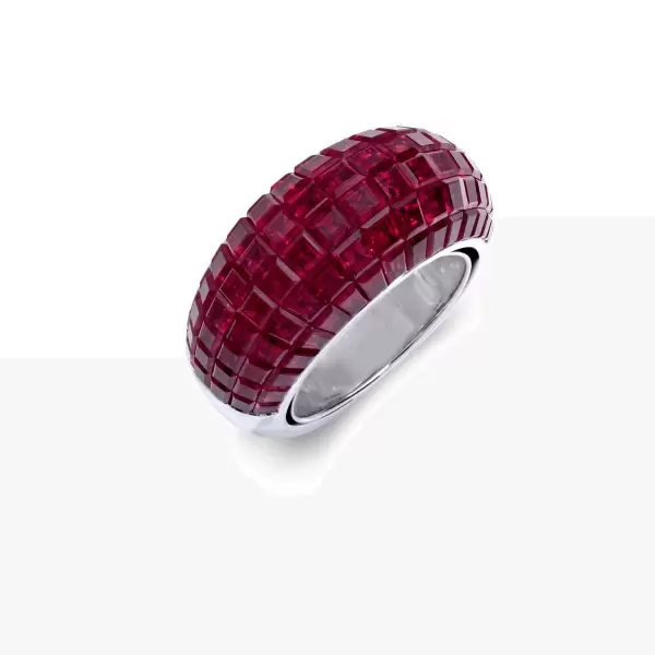 10CTW Princess Cut Ruby Dome Ring
