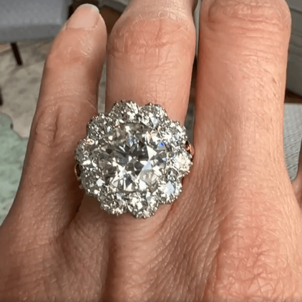 6.8ct Round Cut White Sapphire Halo Engagement Ring