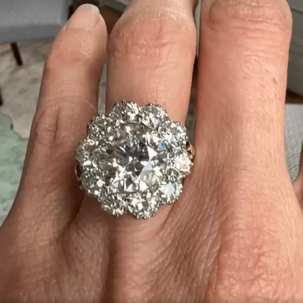 6.8ct Round Cut White Sapphire Halo Engagement Ring