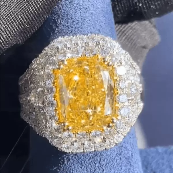 12ct Radiant Cut Yellow Sapphire Bold Engagement Ring