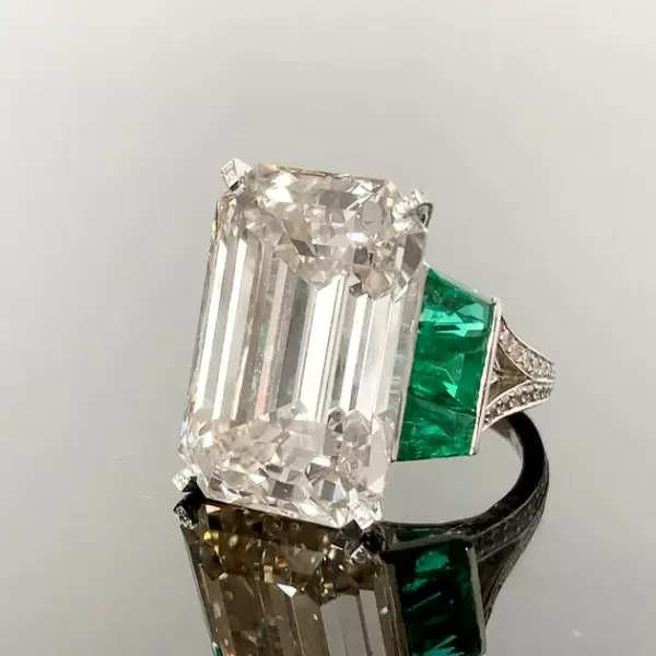 14ct Emerald Cut  White Sapphire Art-deco Engagement Ring