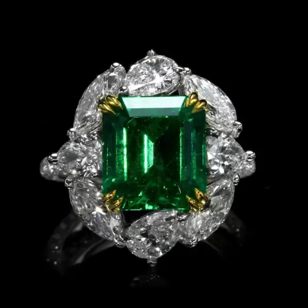5.6ct Asscher Cut Emerald Vintage Engagement Ring